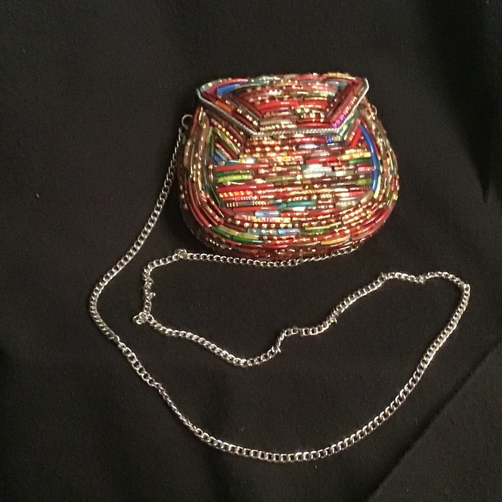 NWOT. Elegant Tara Glass Indian Mini Handbag/Purse Hardshell Excellent Condition